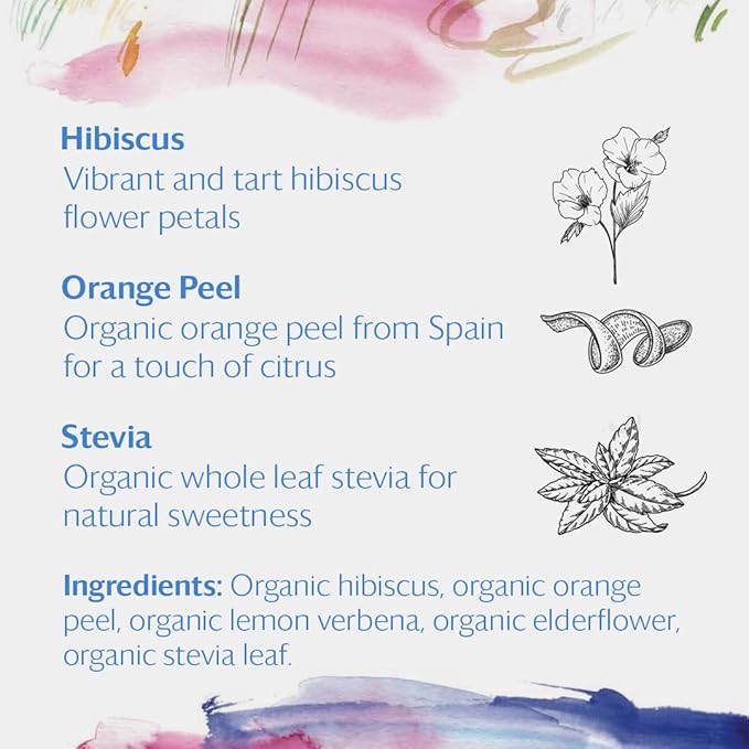 Grace Farms HIBISCUS ORANGE Herbal Tea (16 Pyramid Sachets) | Naturally Sweet, Reviving and Caffeine Free | Organic, Fair Trade and Kosher Certified | Delicious Iced Tea | Gives Back 100% of Profits - Bloomnest