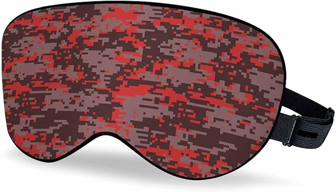 Red Grey Camo Sleep Eye Mask Camouflage Roof Tile Rooftop Men Women Sleep Mask with Adjustable Strap Eye Cover Eye Shade for Travel, Nap,Meditation - Bloomnest