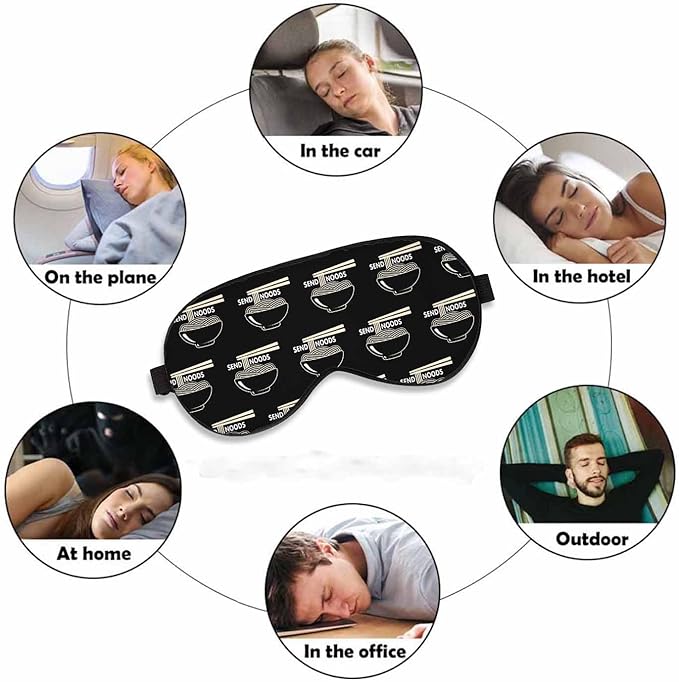 Ramen Sleep Eye Mask Noodle Restaurant Logo Men Women Sleep Mask with Adjustable Strap Eye Cover Eye Shade for Travel, Nap,Meditation - Bloomnest