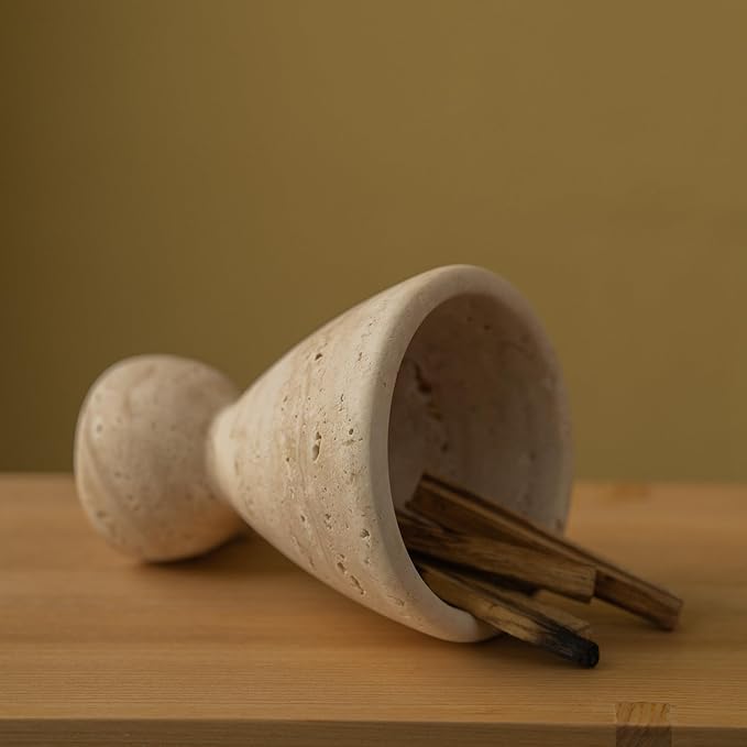 Wild Works Vintage Travertine Cave Stone Incense Mid-Ancient Minority Abstract Geometric Ornament Home Decor Indoor