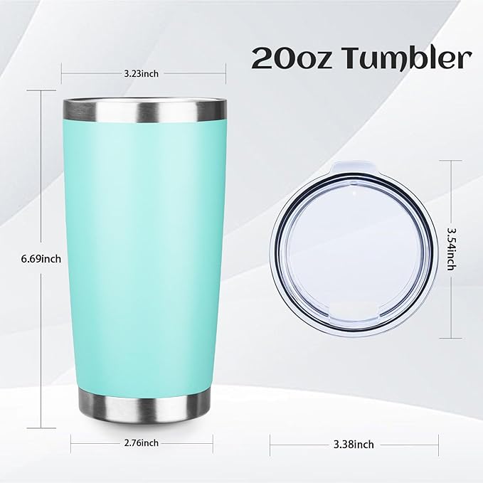 StarSpeed 20oz Tumbler Bulk with Lid, Stainless Steel Insulated Tumblers Double Wall Vacuum Insulated Travel Mug, Powder Coated Coffee Cups for Hot and Cold Drinks(Light Green,1) - Bloomnest