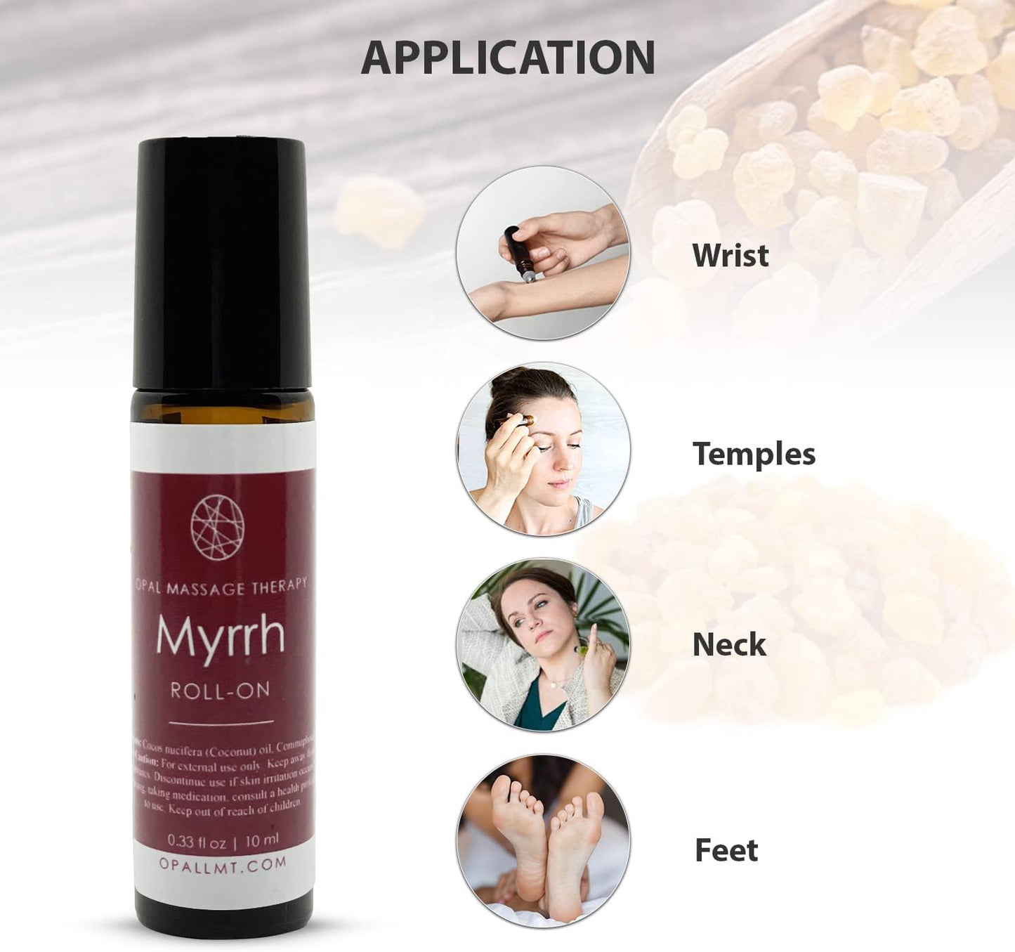 Premium Essential Oil Roll On Opal Massage Therapy (Myrrh)