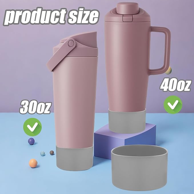 Mity rain 2PCS Protective Silicone Boots for Owala 30oz & 40oz FreeSip Sway Bottles & Tumblers - Accessories for owala, Enhances Stability & Prevents Scratches (Light Gray) Mityrain