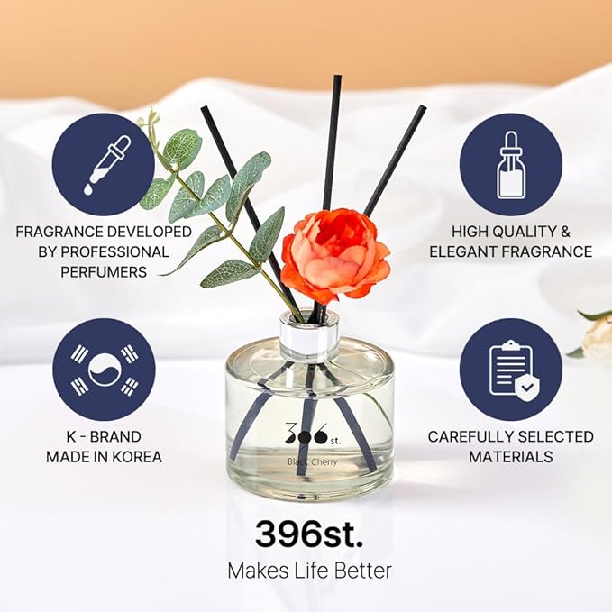396 st. Peony Flower Reed Diffuser, Red Rose, 200ml(6.7oz) / Reed Diffuser Sets, Home Fragrance, Scented Oils, Home & Bathroom Décor - Bloomnest