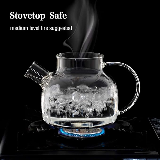 CnGlass Glass Teapot Stovetop Safe,30.4oz Clear Tea pot with Removable Filter Spout,Loose Leaf and Blooming Tea Maker - Bloomnest