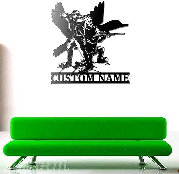 Lovely POD Personalized Metal Sign - Custom Name Father and Son Hunting Led Lights Wall Art, Personalized Hunter Name Decoration for Home, Duck Hunting Metal Home Decor - Bloomnest