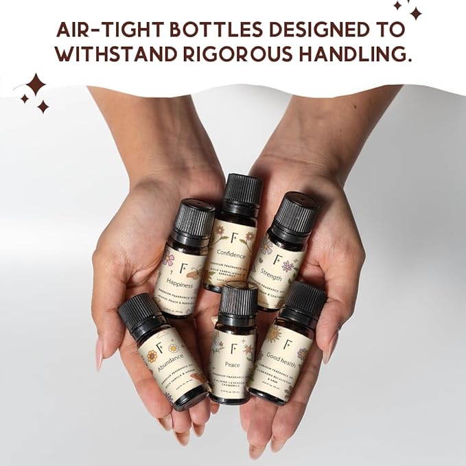 Folkulture Essential Oils for Home | Set of 6 (0.34 fl oz x 6) Sandalwood, Vanilla, Eucalyptus, Cedar Essential Oil, Sage & Chamomile Diffuser Oils for Relaxation for Women - Bloomnest