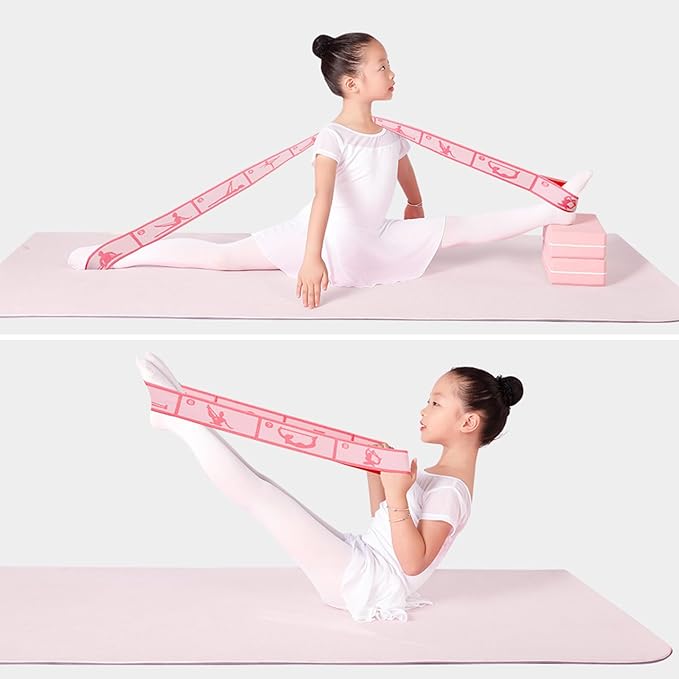 Adjustable Stretch Strap for Kids, 8-Loop Elastic Resistance Band for Children Gymnastics, Ballet Dance, Yoga, Stuff，Pilates & Flexibility Training, Home Exercise Equipment for Girls - Bloomnest