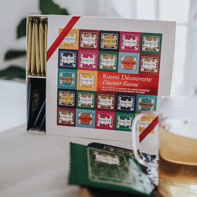 Kusmi Tea - Sampler Assortment Variety Box - Gift Idea for Men and Women - Organic Tea - Green Tea, Black Tea, Herbal Tea, White Tea - A Selection of 9 Flavores - 45 Tea Bags - Kusmi Discovery Set