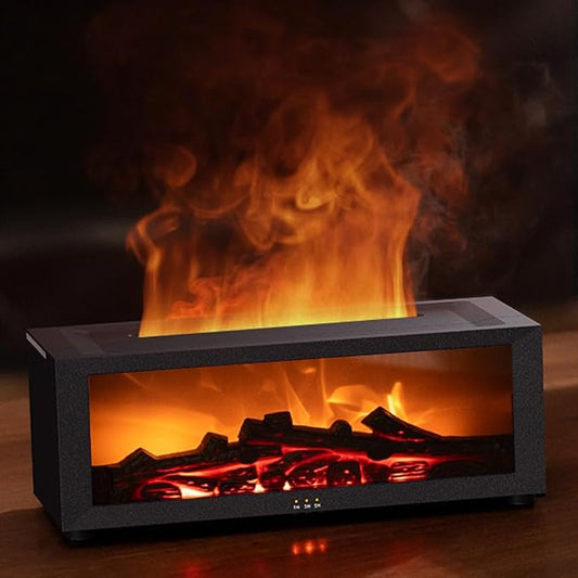 Essential Oil Diffuser, Fireplace Flame Oil Diffuser - Aromatherapy Aroma Humidifier, Upgrade 7 Flame Colors Noiseless 150ml Remote Control - Perfect for Bedroom Home Office (Fireplace Black) - Bloomnest