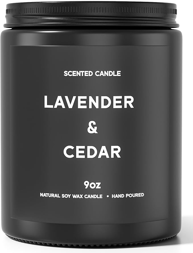 Lavender＆Cedar Candle, 9oz Scented Candle for Men, Scented Candles for Home, Soy Candle Gifts for Men, Personalized Blessing Minimalist Men's Scented Candle - Bloomnest