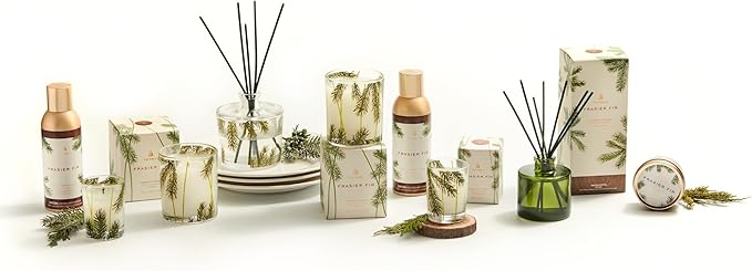 Thymes Frasier Fir Reed Diffuser Set – Includes Reeds, Fragrance Oil, and Frosted Glass Bottle – Fragrance Oil Diffuser – Room Fresheners – Luxury Home Decor – Green & Clear (Pine Needle, 7.75 fl oz) - Bloomnest