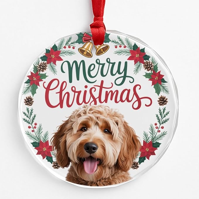 Golden Doodle Glass Ornament – Handcrafted Hanging Decoration, Elegant Keepsake with Unique Golden Doodle Design, for Home, Holiday Tree, or Special Occasion - Bloomnest