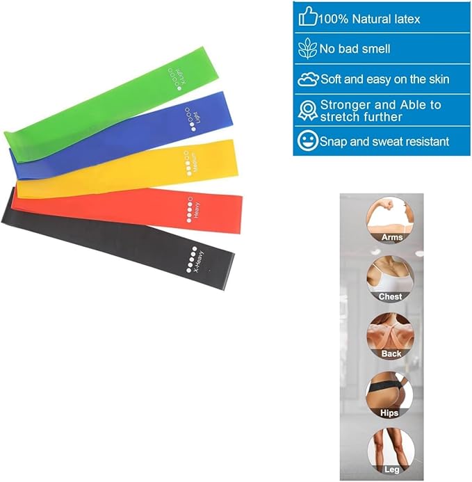 Cekaso Resistance Exercise Bands with 5 Resistance Levels for Strength Training and Physical Therapy, 5 vary - Bloomnest