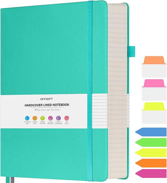 Lined Notebook Journal for Women Men, B5 College Ruled Notebook, 312 Numbered Pages Notebooks for Work, 100gsm Paper Daily Journal, Hardcover Vegan Leather Journals for Writing Office, Peacock Blue - Bloomnest