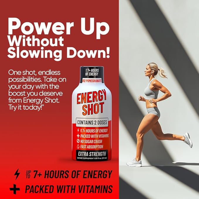 B12 Açaí Pomegranate Extra Strength Energy Shot 10 pk – 260mg Natural Caffeine B12 B6 – Energy & Vitality Support – 2 Servings Sugar Free Zero Calorie Green Tea B-Vitamins Electrolytes Vegan – 1.93 fl oz - Bloomnest