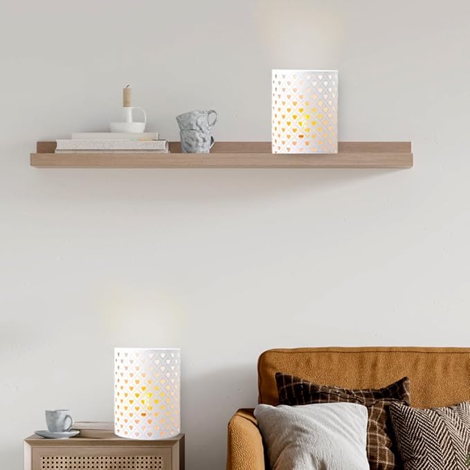 JHY DESIGN Set of 2 Battery Powered Lamp 8''H Modern Wall Mount Lamp Metal Wall Sconce Lighting with LED Edison Style Bulb and 6-Hours Timer Wall Decor for Bedroom Living Room Hallway(Heart Shape - Bloomnest