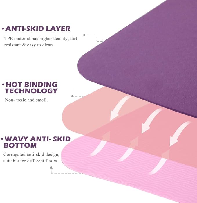 UMINEUX Yoga Mat Extra Thick 1/3'' & 2/5" Non Slip Yoga Mats for Women Eco Friendly TPE Fitness Exercise Mat with Carrying Sling & Storage Bag - Bloomnest
