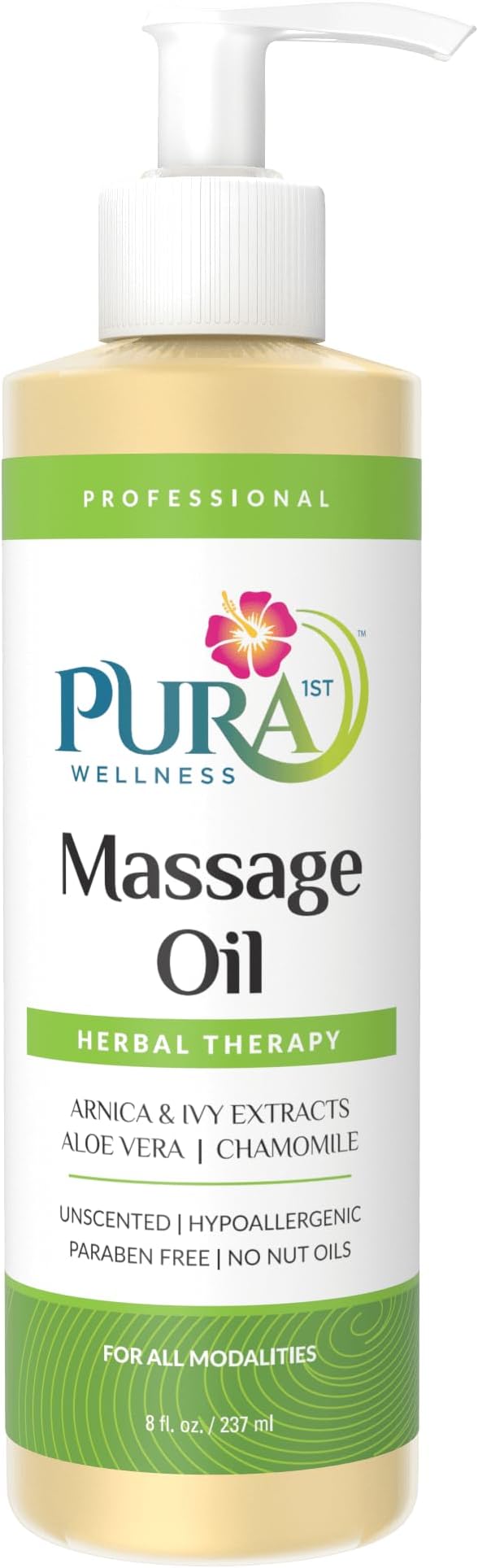 Wellness Professional Herbal Massage Oil, 8oz, Hypoallergenic Formula for Muscle Relief, Professional Deep Tissue Therapy, Massage Oil, Unscented, for Physical Therapy and Muscle Recovery - Bloomnest