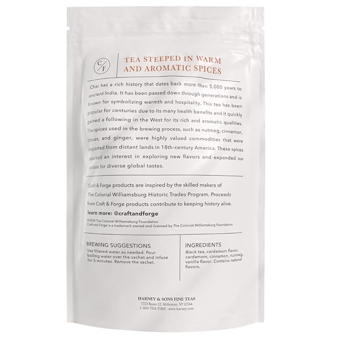 Colonial Williamsburg Craft & Forge Chai Tea, by Harney & Sons, 50ct sachet - Bloomnest