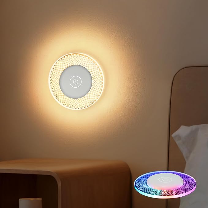 Kintion Round Night Light, Portable LED Night Light with RGB Mode, Rechargeable Dimmable Soft Warm Light for Bedside,Timer & Touch Control,for Kids, Nursery Room, Bedroom, 1Pcs - Bloomnest