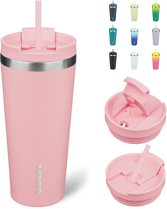 BJPKPK 22oz Tumbler With lid And Straw Stainless Steel Travel Coffee Mug Insulated Tumblers Cups,Light Pink - Bloomnest