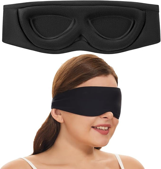 Alaska Bear Sleep Mask for Side Sleepers 2022 Headband Design, Cup-Shaped and Extra-Soft, 100 Blackout Eye Mask Shades Cover for Men and Women Home or Travel, Machine Washable, Black - Bloomnest
