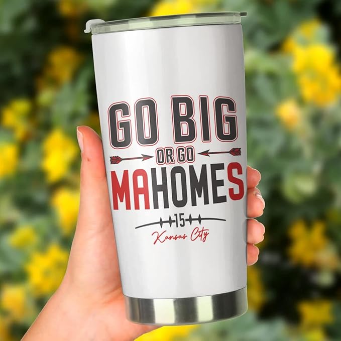 Patrick Mahomes II Tumbler - Go Big Or Go Mahomes - Coffee Tea Mug Insulated Tumbler With Lid - Birthday, Thanksgiving, Christmas Day Gifts For Football Fans - 20 Oz| Stainless Steel Mug - Bloomnest