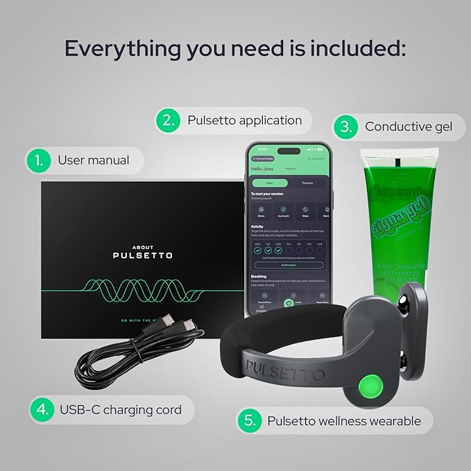 Pulsetto Wellness Wearable with Vagus Nerve Support – Patented Neuro Technology for Relaxation, Stress Balance, Focus, and Restful Sleep