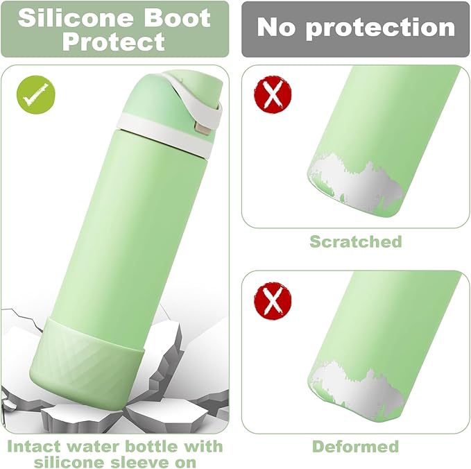 2PCS Silicone Water Bottle Boot for Owala 24oz 32oz 40oz, Anti-Slip Protective Sleeve Bottom Bumper Protector for FreeSip, Twist, and Flip Stainless Steel Water Bottles Alwenid