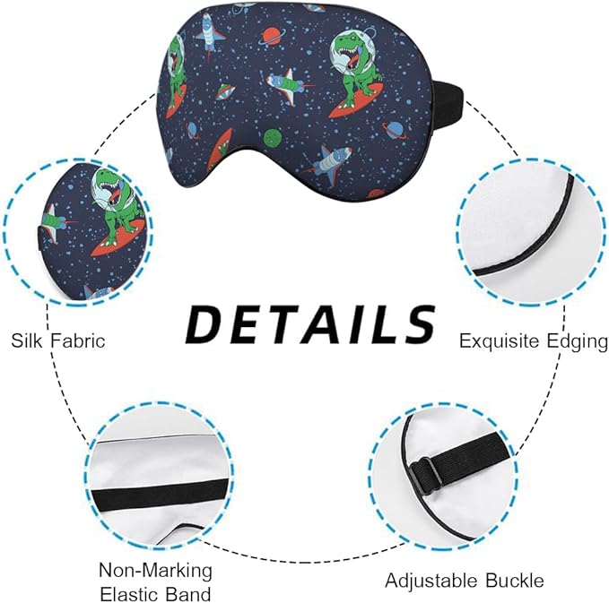 Astronaut Dinosaur Sleep Eye Mask Eye Cover Rex Tyrannosaurus Space Surf Funny Animal Silk Eye Mask for Sleeping with Adjustable Strap for Travel Nap Shift Work Office - Bloomnest