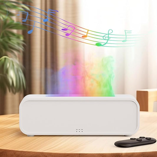 Essential Oil Diffuser, Flame Fire Oil Diffuser, 250ml Cool Mist Aromatherapy Humidifier, Scent Aroma Diffuser with 7 Colors Light, Remote Control, Timer & Auto-Off for Home Room (White) - Bloomnest