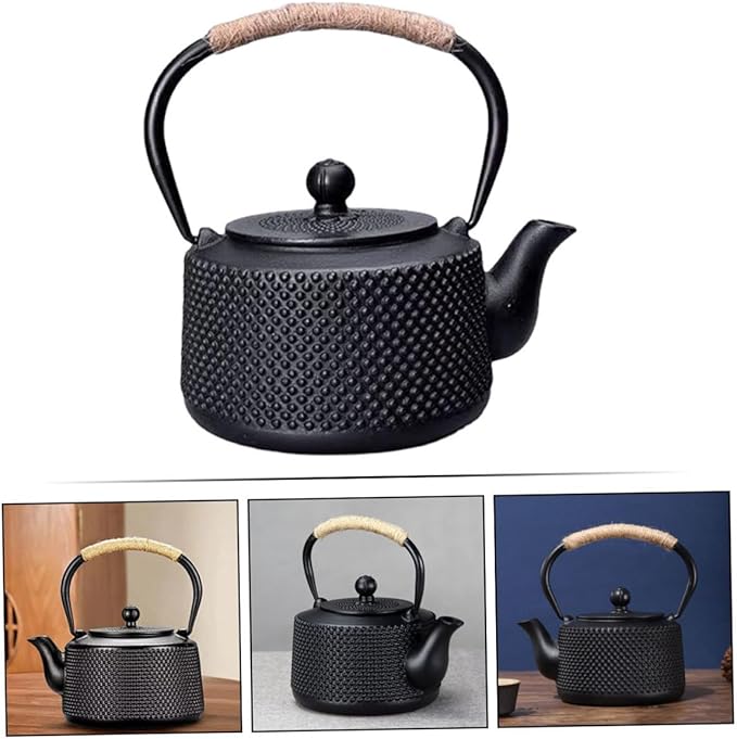 Japanese Cast Iron Tea Kettle with Infuser Metal Teapot for Home and Office Small Sturdy Desktop Tea Kettle Retro Design