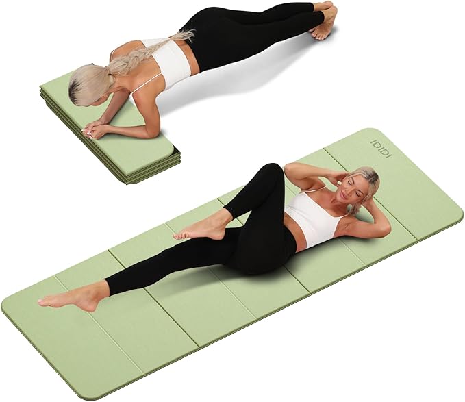 Foldable Yoga Mat Extra Thick 0.32 Inches Eco-Friendly POE Material, Non-Slip Design Fitness Mats, Multi-Purpose Workout Mats For Studio or Home Use (71 x 24 x 0.32 inches） - Bloomnest