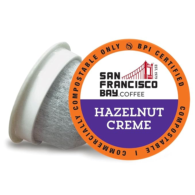 San Francisco Bay Compostable Coffee Pods - Hazelnut Crème (80 Ct) K Cup Compatible including Keurig 2.0, Flavored, Medium Roast - Bloomnest