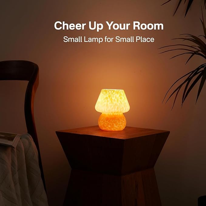 Mushroom Lamp Table Lamp for Bedroom,Small Desk Bedside Lamps for Living Room,Mushroom Decor Cute Mini Modern Mid Century Lamps for Night Stands,Aesthetic Home Living Room Decor(Flame Orange) - Bloomnest