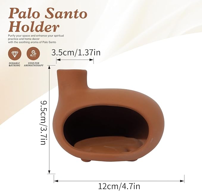 Handmade Terracotta Orange-red Palo Santo Holder - Mini Chiminea Incense Burner Chimney for Palo Santo Sticks, Sage & Cones - Smudge Bowl for Energy Cleansing,Meditation & Aromatherapy Gifts