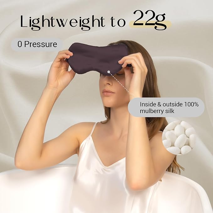 ZIMASILK Adjustable 100% 22 Momme Mulberry Silk Sleep Mask for Sleeping, Filled with Premium Mulberry Silk, Softest & Breathable Eye Sleeping Mask (Plum Wine) - Bloomnest