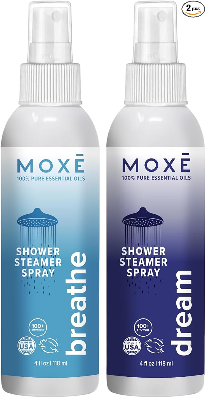 MOXE Shower Steamer Spray, Essential Oils, Natural Sleep Aromatherapy, Made in USA (Breathe & Dream, 4 Ounces, 2 Pack) - Bloomnest