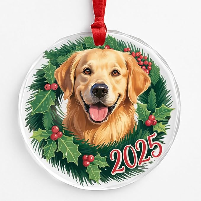 Golden Retriever Glass Ornament – Handcrafted Hanging Decoration, Elegant Keepsake with Unique Golden Retriever Design, for Home, Holiday Tree, or Special Occasion - Bloomnest
