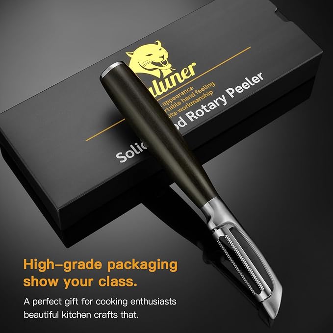 Serrated Blade Premium I Type 304 Stainless Steel Multifunctional Kitchen Peeler Real Wood Handle Ultra Sharp Blade Vegetable Potato Apple（Agarwood） - Bloomnest