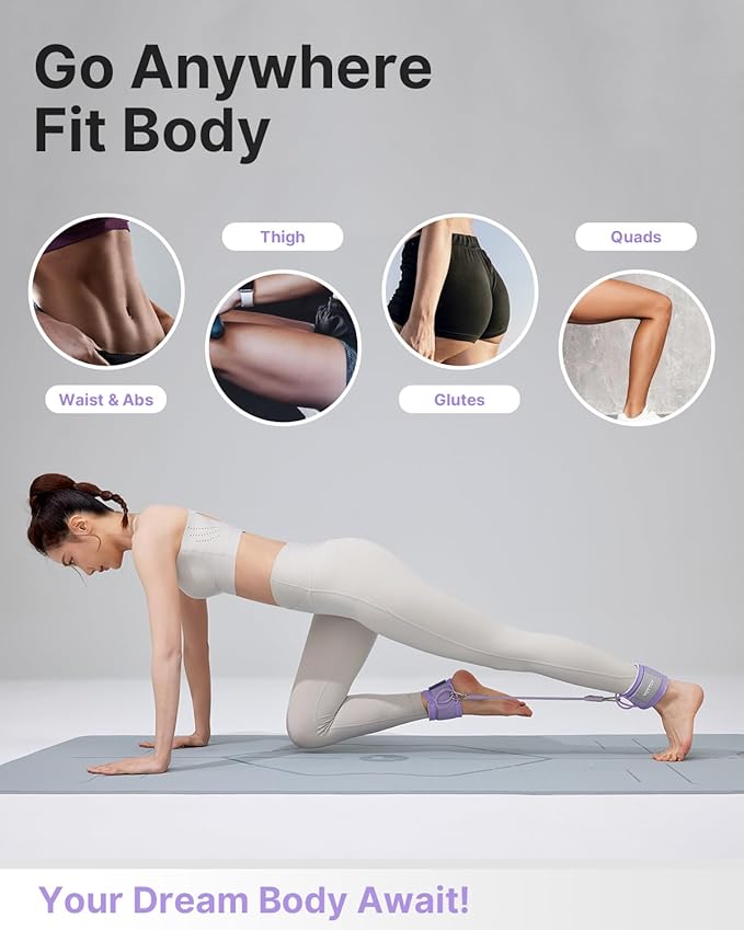 YOTTOY Ankle Resistance Bands with Cuffs, Adjustable Ankle Straps for Leg & Glute Workout, Butt Exercise Bands for Cable Machines Women, Perfect for Hip Fitness & Booty Training