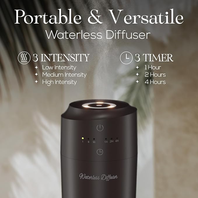 ARVIDSSON Waterless Diffuser for Essential Oil, Battery Operated Aromatherapy Diffuser, Waterless Essential Oil Diffuser, Wireless Scent Diffusers for Home, Car, Office - Bloomnest