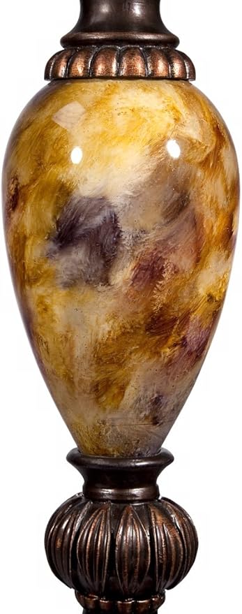 kathy ireland Mulholland Traditional Table Lamp 30" Tall Brown Gold Faux Marble Aged Bronze Off-White Fabric Oval Shade Decor for Bedroom Living Bedside Nightstand Home Office Kids Room - Bloomnest