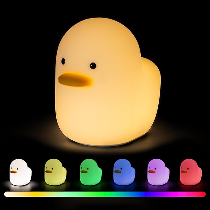 UNEEDE Voice Control LED Benson Night Light, Cute Duck Animal Silicone Nursery Night Light Rechargeable Table Lamp Bedside Lamp with Touch Sensor for Baby Girls Women Bedrooms, Living Room - Bloomnest