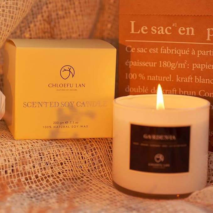 Chloefu LAN Valentines Scented Candles Gifts for Women Gardenia and Jasmine Candles 7.1oz|45 Hour Long Lasting Highly Scented 100% Soy Candle, Home Decor, Aromatherapy Candle with Gift Box 2 Pack - Bloomnest