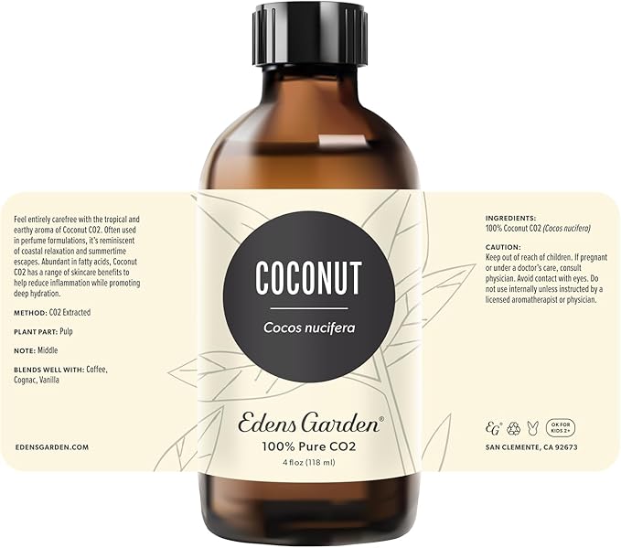 Edens Garden Coconut CO2 Essential Oil- 100% Pure Premium Grade, Undiluted, Natural, Therapeutic, Aromatherapy, The Best for Diffuser, Skin, Face, Hair 118 ml (4 fl oz) EdensGarden
