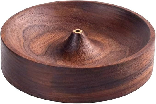 Incense Holder,Black Walnut Hand - Crafted Round Burner for Sticks with Ash Catcher,Perfect for Relaxation at Home, Yoga,Spa & as a Gift - Bloomnest