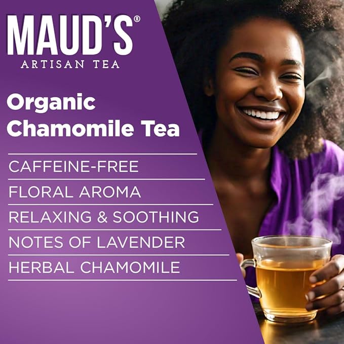 Maud's Organic Chamomile Lavender Tea Pods, 48 ct, Recyclable Single Serve Pods – 100% Gourmet Blended Tea Leaves, Compatible with Keurig K Cups Maker - Bloomnest