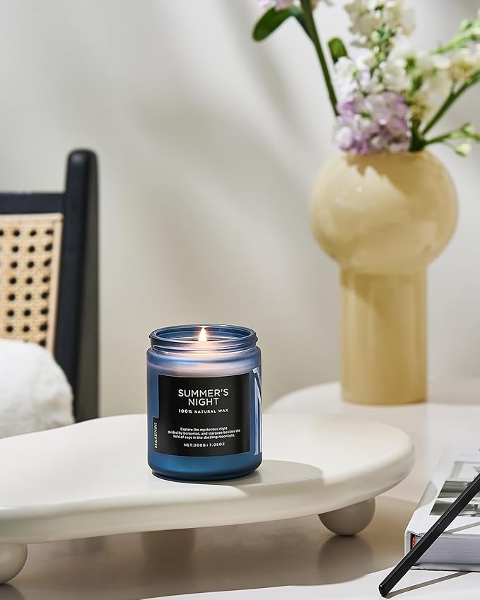 M&SENSE Summer's Night Scented Candle, All Natural Soy Wax Clean Non Toxic Manly Candle for Home, 7.05oz Up to 50 Hours Burn Time in Glass Jar for Bedroom - Bloomnest